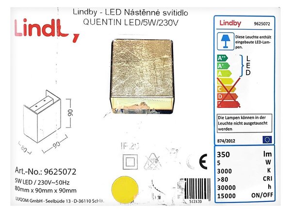 Lindby - LED Zidna svjetiljka QUENTIN LED/5W/230V