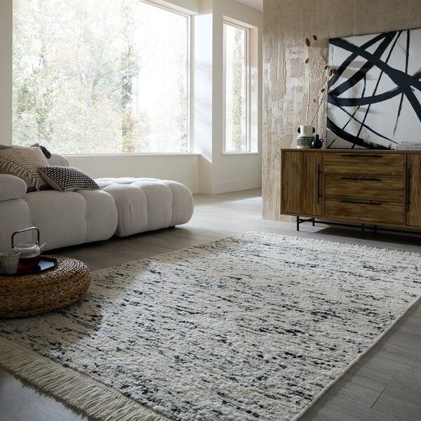 Sivi/boje slonovače ručno rađen vunen tepih 140x200 cm Ellsa – Flair Rugs