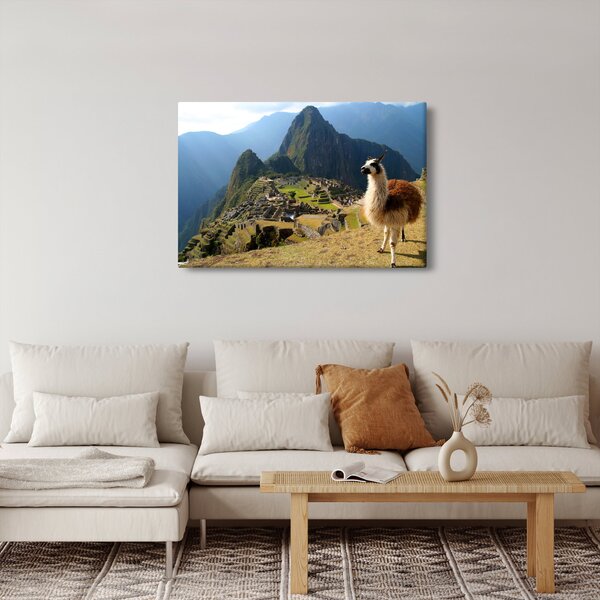 Slika - Lama i Machu Picchu (90x60 cm)