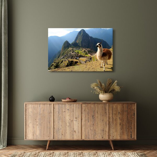 Slika - Lama i Machu Picchu (90x60 cm)