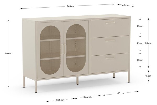Krem komoda 140x90 cm Diora – Marckeric