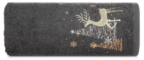 Pamučni božićni ručnik sivi s jelenima Šírka: 50 cm | Dĺžka: 90 cm