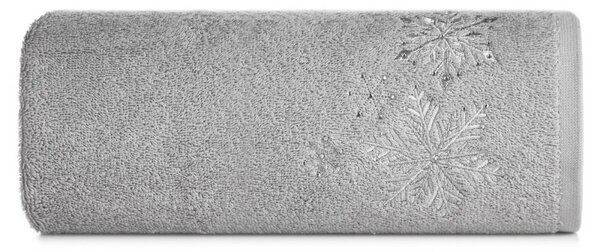 Pamučni božićni ručnik sive boje s finim srebrnim vezom Širina: 70 cm | Duljina: 140 cm