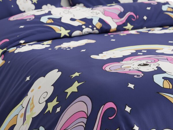 Pamučna posteljina UNICORN plava Dimenzije posteljine: 2 kom 70 x 90 cm | 200 x 220 cm