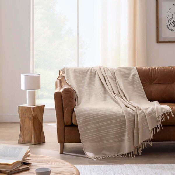 Bež pamučan prekrivač 125x150 cm Lilia – douceur d'intérieur