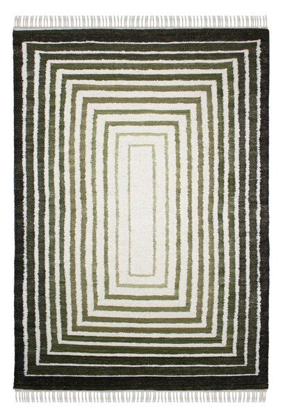 Zeleni ručno rađen tepih od mješavine vune 140x200 cm Boucle Frame – Flair Rugs