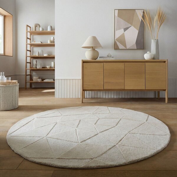 Bež ručno rađen vunen okrugao tepih ø 160 cm Shard – Flair Rugs