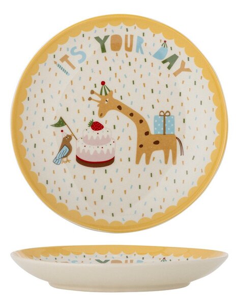 Žuti /krem dječji tanjur od kamenine ø 16 cm Celebrate – Bloomingville Mini