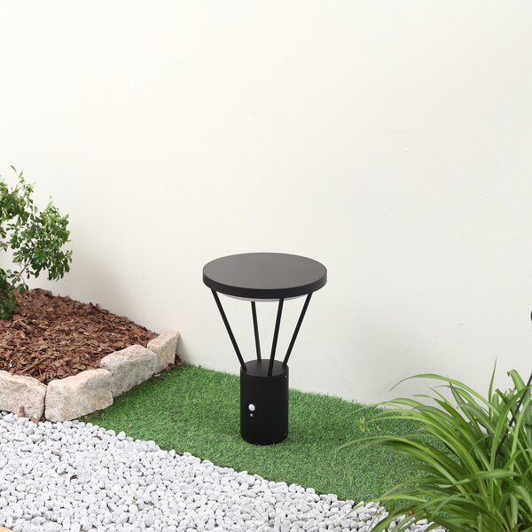 Lucande LED solarna lampa na postolju Elario, 44 cm, crna, senzor, Crno, Aluminij