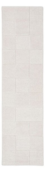 Ručno rađena vunena staza boje slonovače 60x230 cm Checkerboard – Flair Rugs