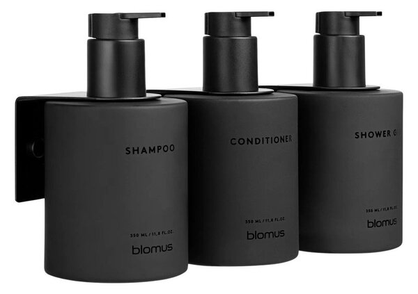 Crni stakleni zidni dozatori za sapun u setu 3 kom 350 ml Kirei – Blomus