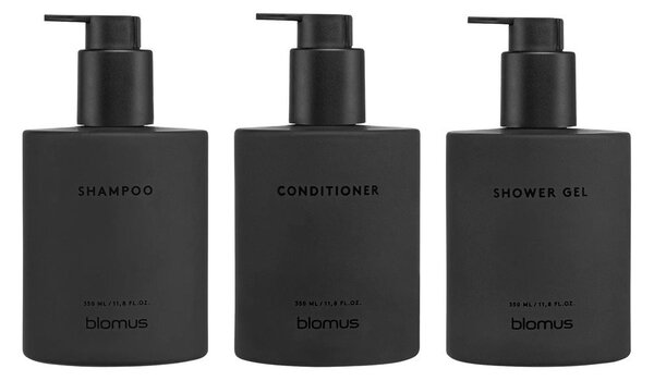 Crni stakleni zidni dozatori za sapun u setu 3 kom 350 ml Kirei – Blomus
