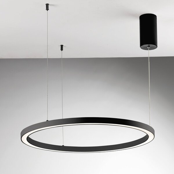 Luce Ambiente Design LED viseća svjetiljka Hoop, crna, Ø 80 cm, metal, CCT, Crno, Dnevni boravak/blagovaonica, Aluminij