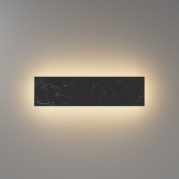 Maytoni Zidna svjetiljka BASIC TEXTURE LED, crna, širina 30 cm, mramorni završetak, CCT, Crno, Dnevni boravak/blagovaonica, Mramor