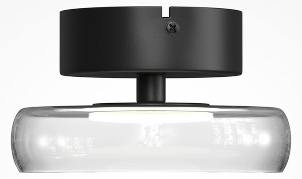 Maytoni LED stropna svjetiljka FLOAT, prozirna/crna, staklo/metala, Ø 20 cm, prigušiva, Providna, Dnevni boravak/blagovaonica, Staklo