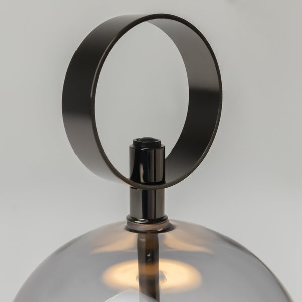 Maytoni DOUBLE MOON punjiva LED stolna lampa, dimljeno siva, visina 25 cm, staklo, Sivo, Dnevni boravak/blagovaonica, Staklo, Metak