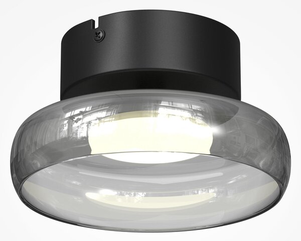 Maytoni LED stropna svjetiljka FLOAT, siva/crna, Ø 20 cm, staklo/metal, prigušiva, Sivo, Dnevni boravak/blagovaonica, Staklo