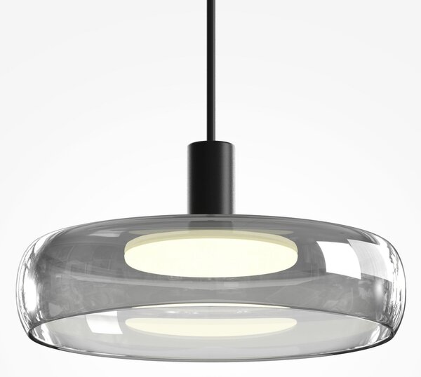 Maytoni LED viseća svjetiljka FLOAT, siva/crna, Ø 20 cm, staklo/metal, prigušiva, Sivo, Dnevni boravak/blagovaonica, Staklo