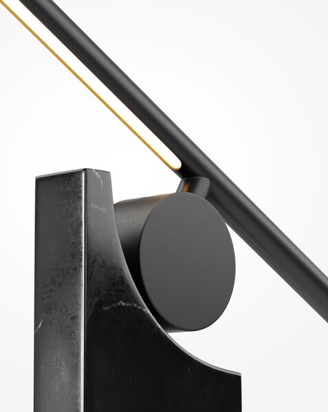 Maytoni LED stolna lampa MONUMENTO, crna, 42 cm, mramor/metal, prigušiva, Crno, Dnevni boravak/blagovaonica, Mramor