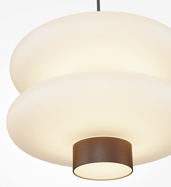 Maytoni Nuvem LED viseća svjetiljka, smeđa, opalno staklo, duljina 66 cm, 3 svjetla, prigušiva, Smeđa / hrđa, Dnevni boravak/blagovaonica, Staklo