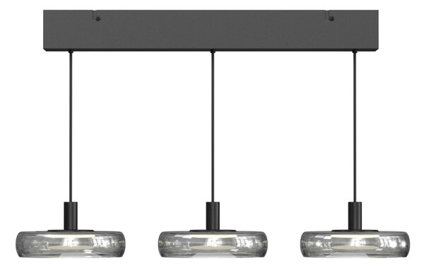 Maytoni LED viseća svjetiljka FLOAT, siva/crna, 3 svjetla, 68 cm, staklo/metal, prigušiva, Sivo, Dnevni boravak/blagovaonica, Staklo