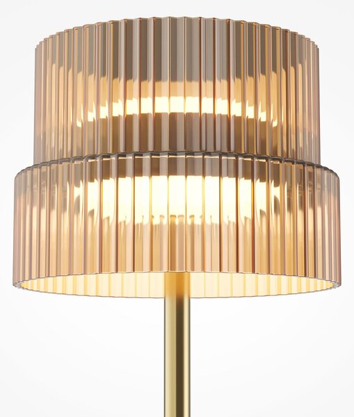 Maytoni LED stolna lampa SCALA, smeđa/brončana, visina 24 cm, staklo, prigušivač, prigušiva, Smeđa / hrđa, Dnevni boravak/blagovaonica, Staklo