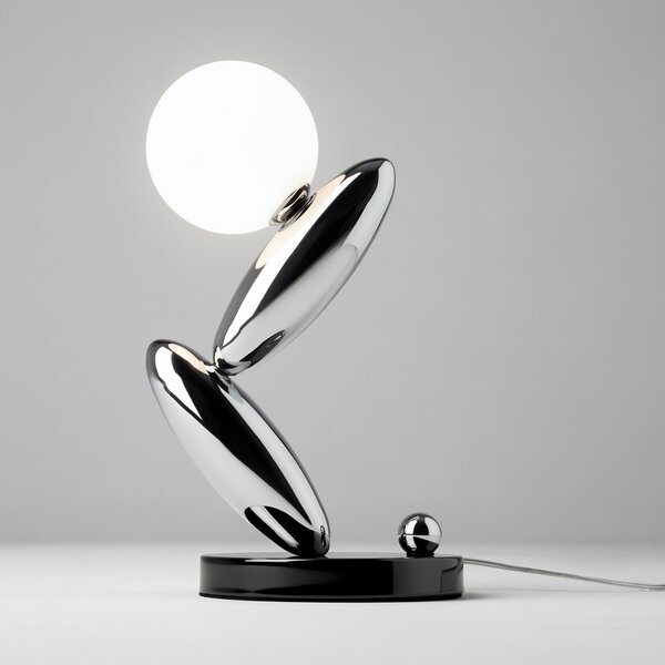 Maytoni LED stolna lampa RESONANCE, platina/opal, 37 cm, metal/staklo, prigušiva, prigušiva, Metalik, Dnevni boravak/blagovaonica, Metal