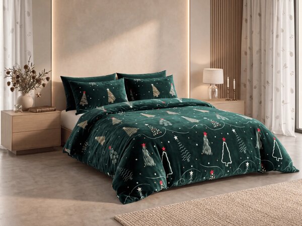 Posteljina mikropliš CHRISTMAS DRIFT zelena Dimenzije posteljine: 2 kom 70 x 90 cm | 200 x 220 cm