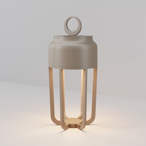 Maytoni Vetra LED punjiva stolna lampa, bež, visina 22 cm, metal, IP54, prigušiva, prigušiva, Bež, Dnevni boravak/blagovaonica, Metal