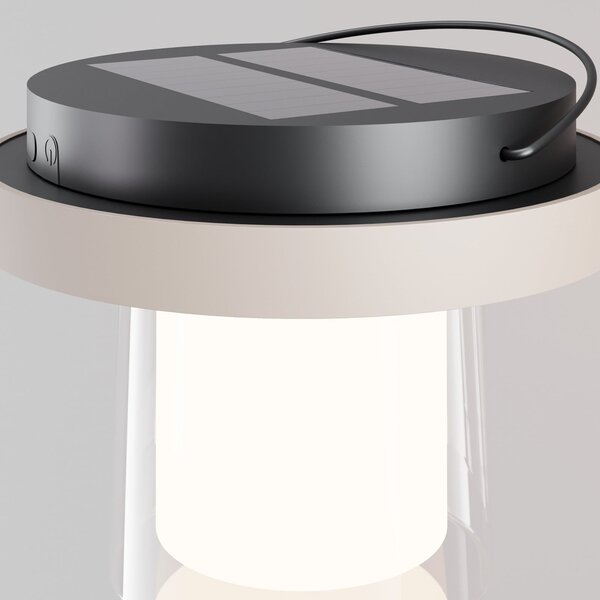Maytoni Lantra LED solarna stolna lampa, bijela, visina 10 cm, IP44, s prigušivačem, prigušiva, Bijela, Dnevni boravak/blagovaonica, Plastika, Solarna svjetla