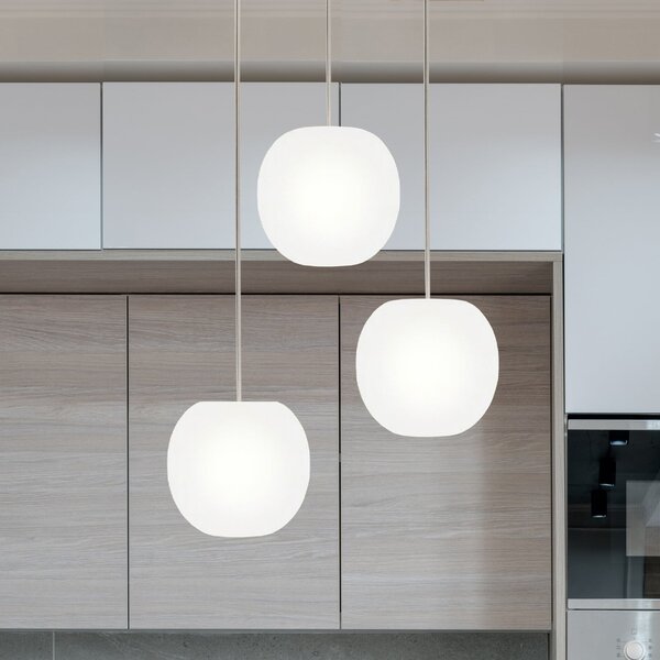 Casablanca Acai viseća lampa, bijela, okrugla, s tri svjetiljke, Ø 16 cm, E27, prigušiva, Bijela, Dnevni boravak/blagovaonica, Staklo