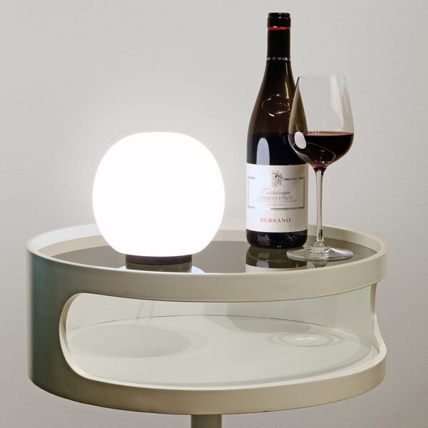 Casablanca Acai stolna lampa, bijela/crna, staklo, Ø 16 cm, E27, Bijela, Dnevni boravak/blagovaonica, Staklo