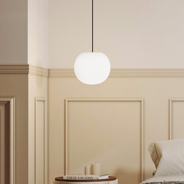 Casablanca Acai viseća lampa, bijela/crna, staklo, Ø 26 cm, E27, prigušiva, Bijela, Dnevni boravak/blagovaonica, Staklo