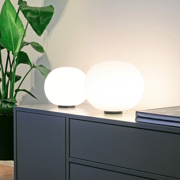 Casablanca Acai stolna lampa, bijela/crna, staklo, Ø 21 cm, E27, Bijela, Dnevni boravak/blagovaonica, Staklo