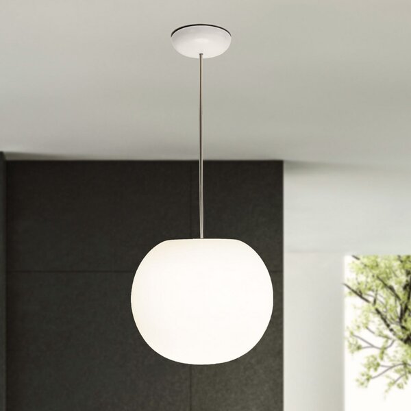Casablanca Acai viseća lampa, bijela, staklo, Ø 26 cm, E27, prigušiva, Bijela, Dnevni boravak/blagovaonica, Staklo