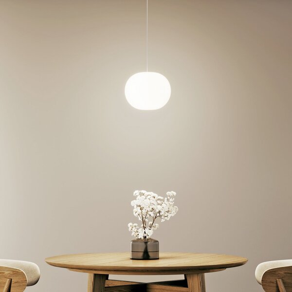 Casablanca Acai viseća lampa, bijela, staklo, Ø 26 cm, E27, prigušiva, Bijela, Dnevni boravak/blagovaonica, Staklo