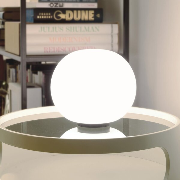 Casablanca Acai stolna lampa, bijela/crna, staklo, Ø 26 cm, E27, Bijela, Dnevni boravak/blagovaonica, Staklo