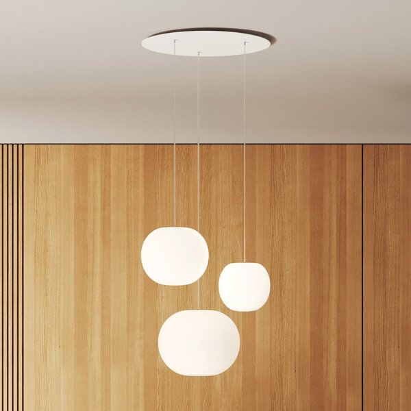 Casablanca Acai viseća lampa, bijela, s tri svjetla, 16 cm/21 cm/26 cm, prigušiva, Bijela, Dnevni boravak/blagovaonica, Staklo