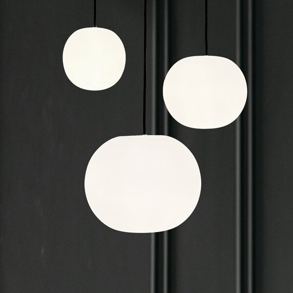 Casablanca Acai viseća lampa, bijela/crna, 16 cm/21 cm/26 cm, prigušiva, Bijela, Dnevni boravak/blagovaonica, Staklo