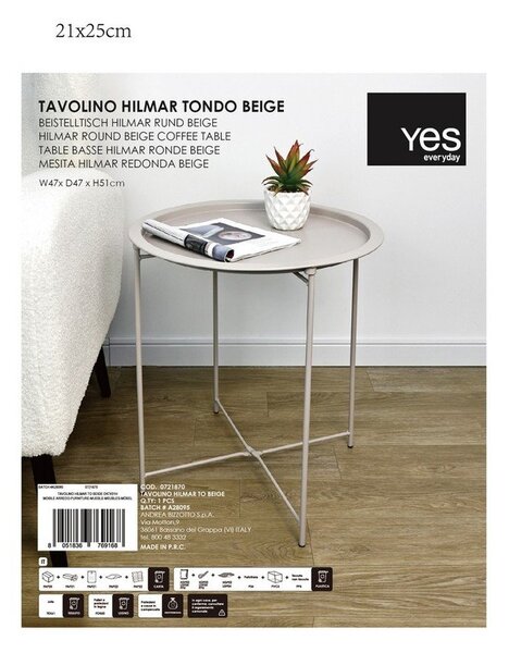 Metalni okrugao pomoćni stol ø 47 cm Hilmar – Yes Everyday