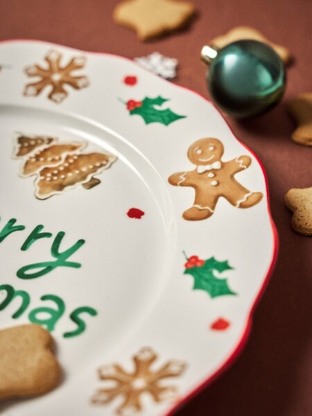 Sinsay - Božićni keramički tanjur s natpisom Merry Christmas