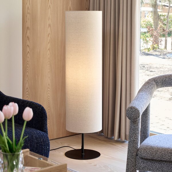 Hübsch HÜBSCH Sable podna lampa, boje pijeska, visina 120 cm, tkanina, Bež, Dnevni boravak/blagovaonica, Tkanina / tekstil