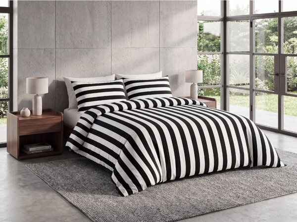 Pamučna posteljina STRIPE BALANCE crno-bijela Dimenzije posteljine: 70 x 90 cm | 140 x 200 cm