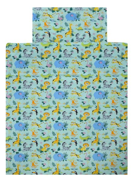 Pamučna posteljina za dječji krevetić JUNGLE JOY šarena Dimenzije posteljine: 40 x 60 cm | 100 x 135 cm