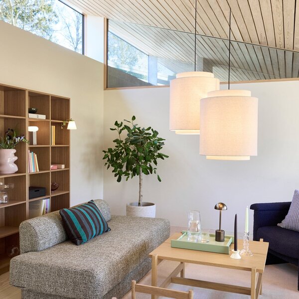 Hübsch HÜBSCH viseća lampa od sobolje, pijeskovite boje, Ø 40 cm, tkanina, prigušiva, Bež, Dnevni boravak/blagovaonica, Tkanina / tekstil