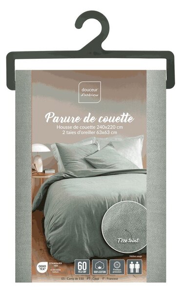 Zelena 3-dijelna pamučna posteljina za bračni krevet/za produženi krevet 240x220 cm Meline – douceur d'intérieur