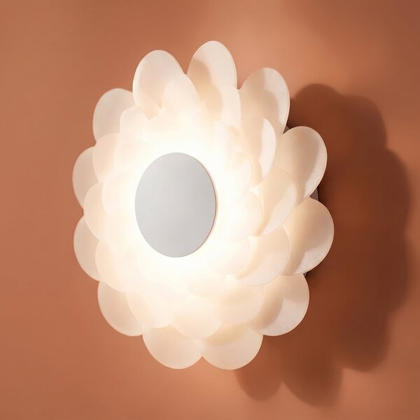 Lucande Bloem LED zidna svjetiljka, Ø 40 cm, bijela, 3-stupanjsko prigušivanje, prigušiva, Bijela, Dnevni boravak/blagovaonica, Plastika