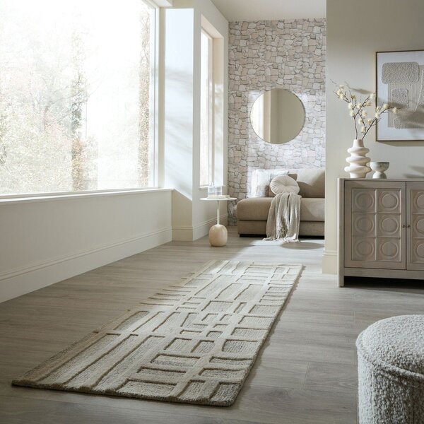 Sivo-bež ručno rađena vunena staza 80x300 cm Elva – Flair Rugs