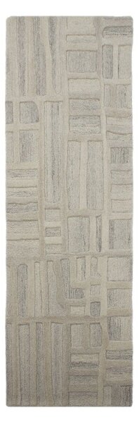 Sivo-bež ručno rađena vunena staza 80x300 cm Elva – Flair Rugs
