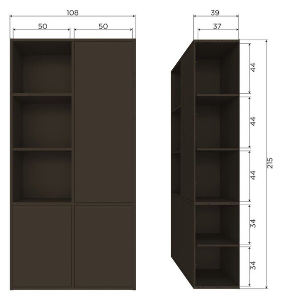 Tamno smeđa modularna škrinja za pohranu od masivnog bora 108x215 cm Meggy – WOOOD